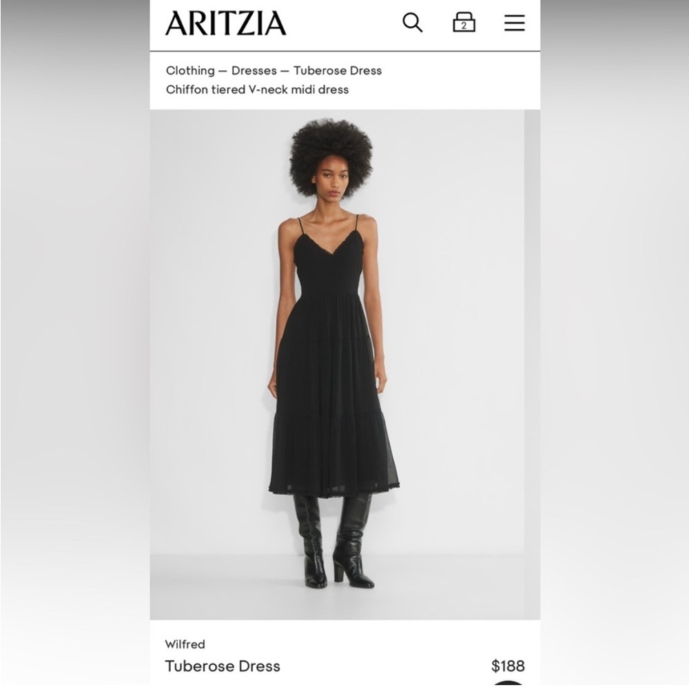 Aritzia Black Sweetheart Sundress Midi